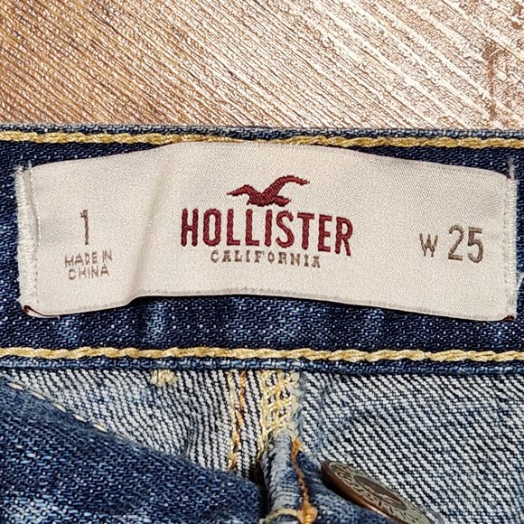 HOLLISTER Women's Distressed Denim Jean Mini Skirt - Sz 1 - Picture 3 of 3